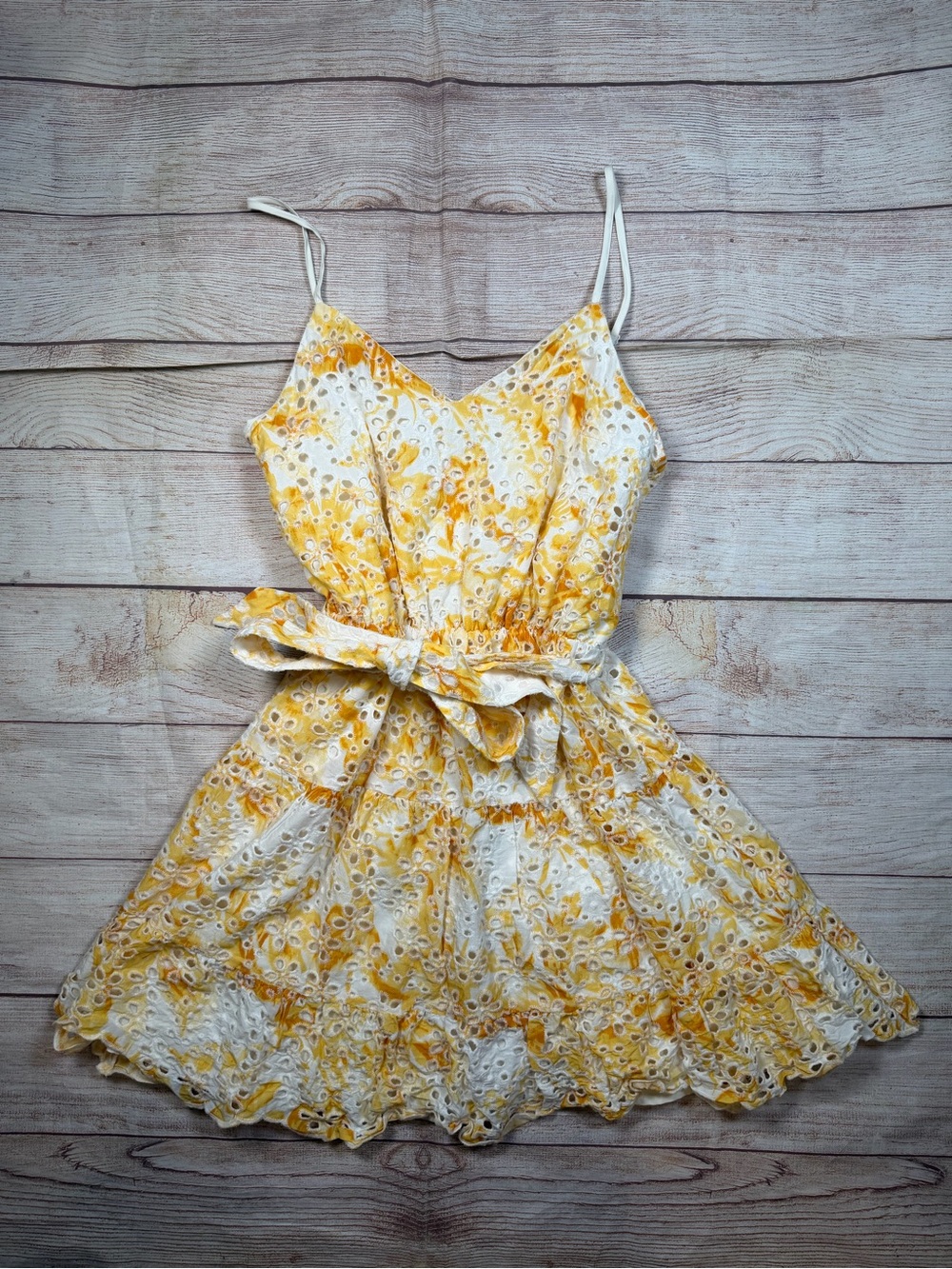 Express Yellow and Butter White Eyelet‎ Cottage Mini Sun Dress